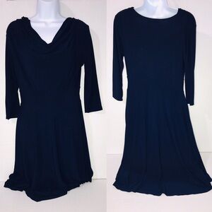 Avital Navy Blue Dress 3/4 Sleeve Size Small